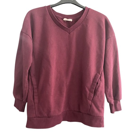 Zenana V-neck Sweatshirt W/Pockets Size M - Picture 1 of 10